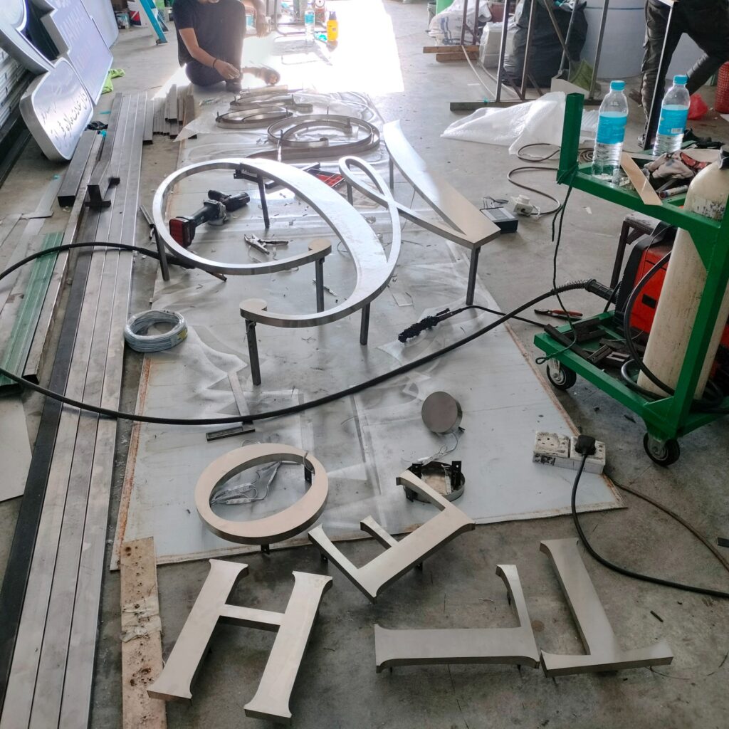 Stainless steel fabricator lattering by ZD Sign Specialist